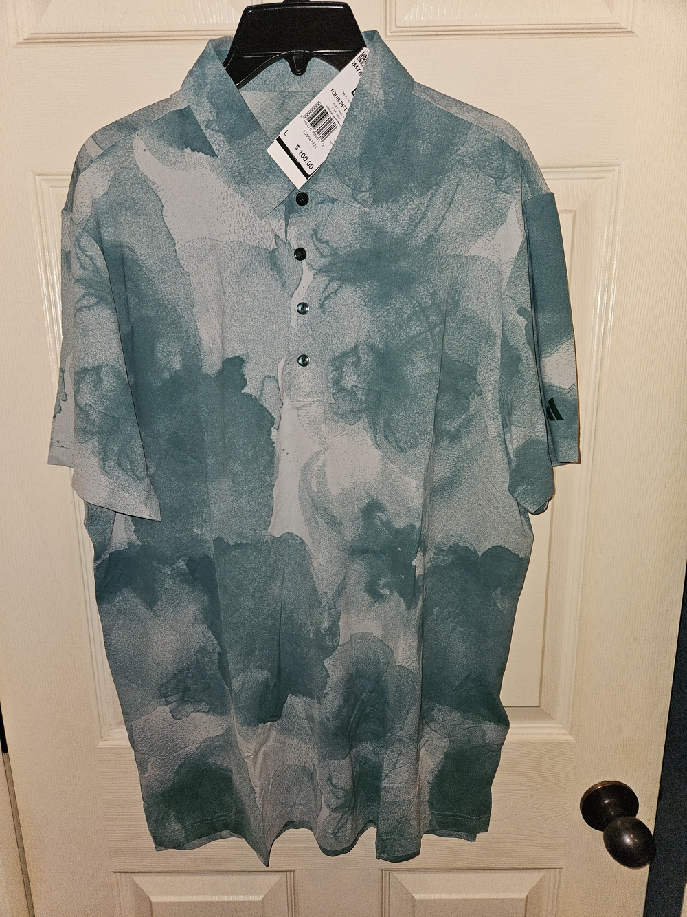 adidas Men's Teal Marble Print Polo